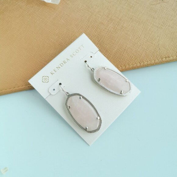 Kendra Scott Elle Drop Earrings - Silver Rose Quartz - Picture 2 of 3